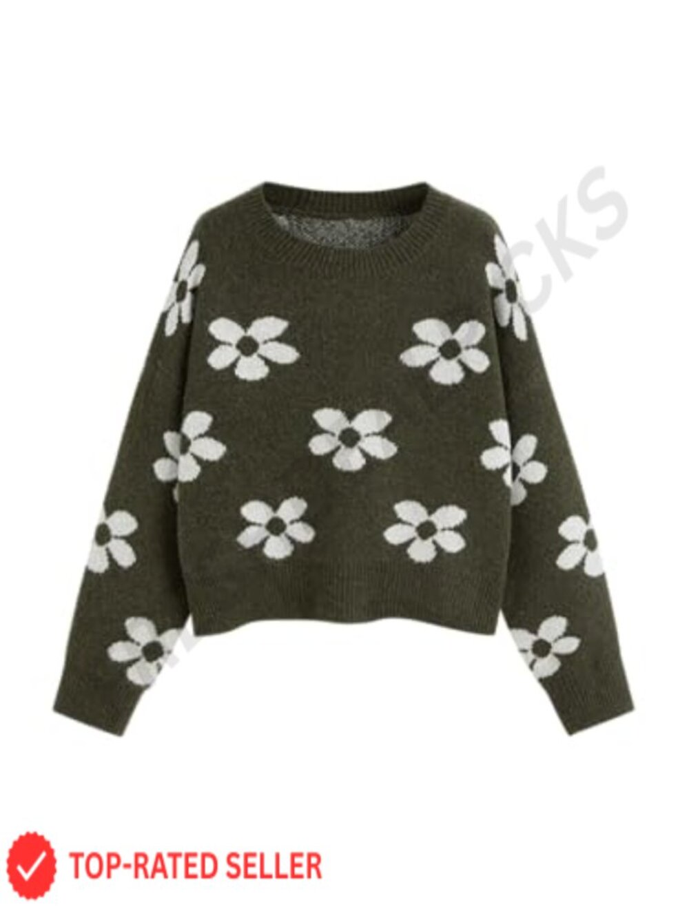 Floral Cozy Knit Long Sleeve Pullover Sweater